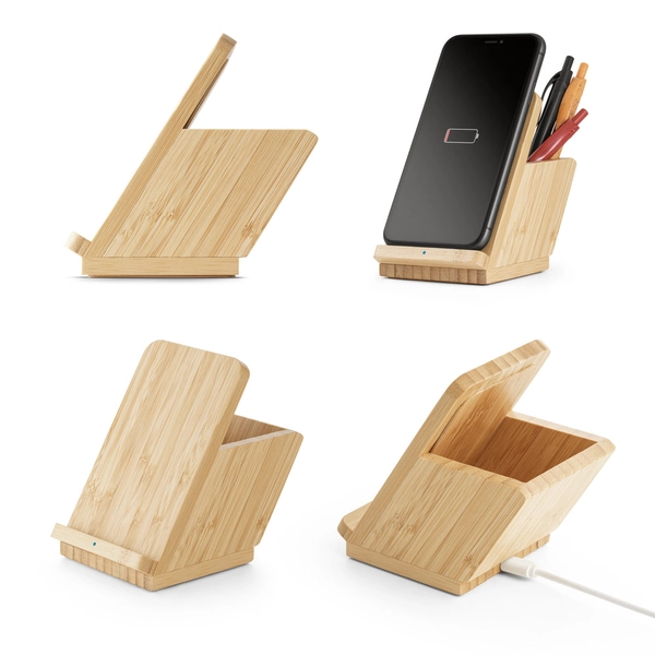 RD 57940-Carregador wireless em bambu personalizado RD 57940-Carregador wireless em bambu personalizado